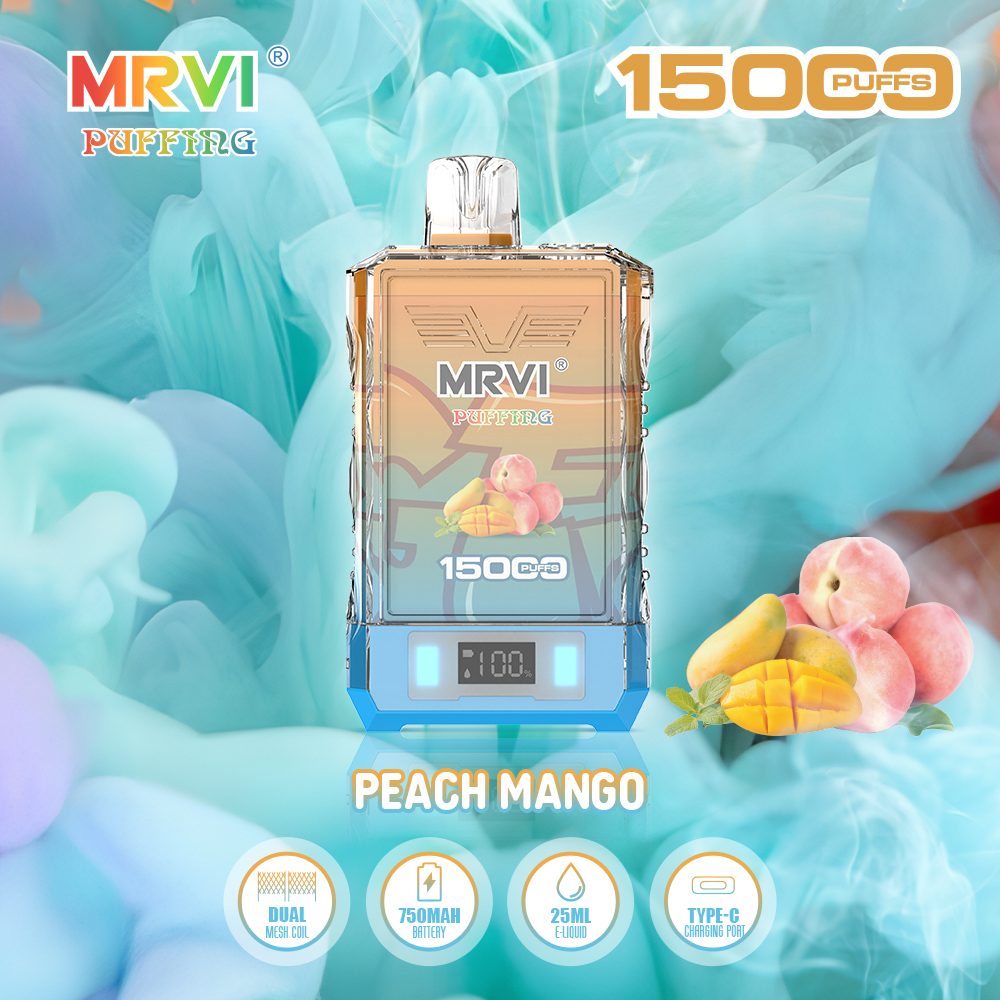 Power Screen Display MRVI PUFFING 15000 Puffs Disposable Vape With Lanyard  (3)gia
