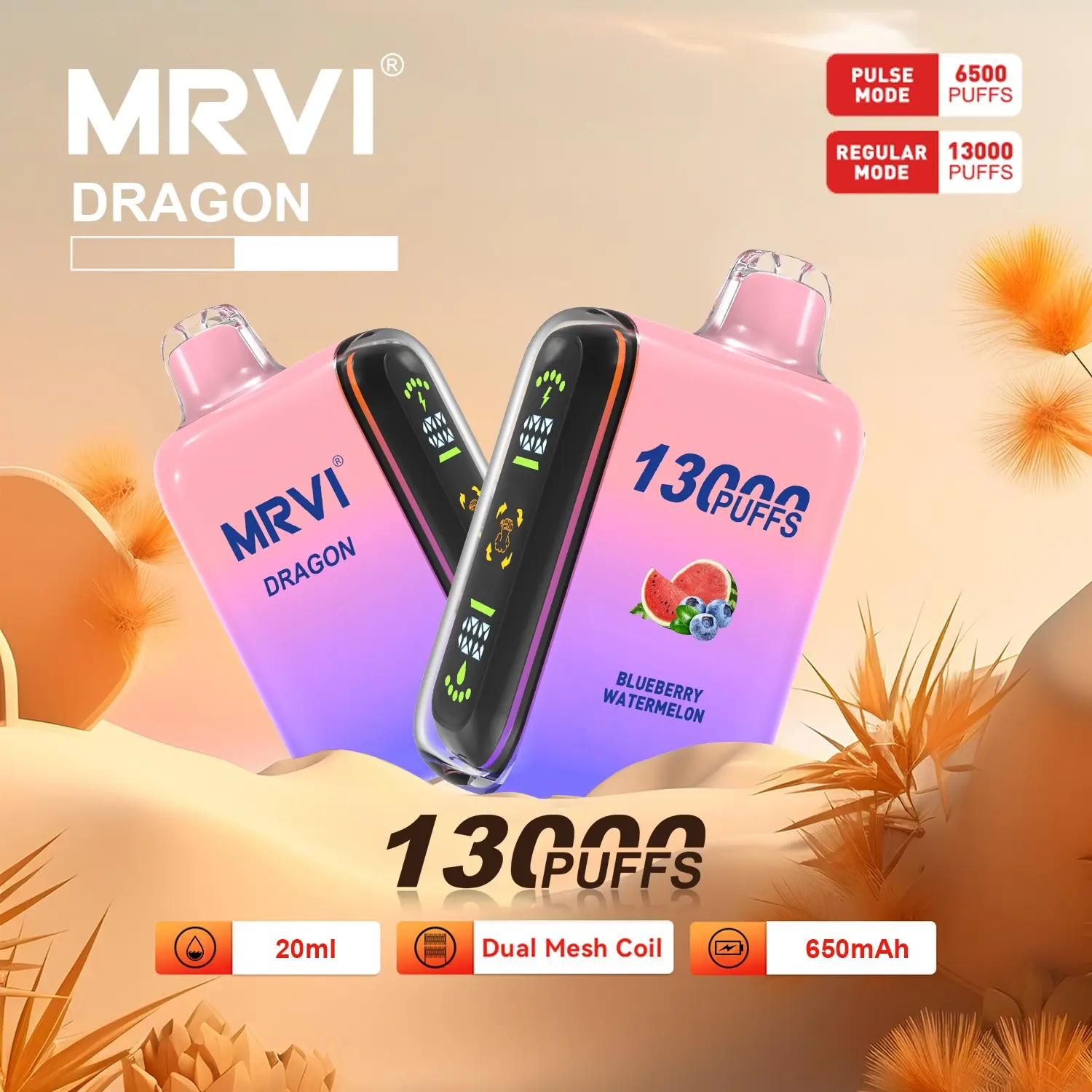MRVI DRAGON 13000 Puffs With Dual Mesh Coil&Display Screen